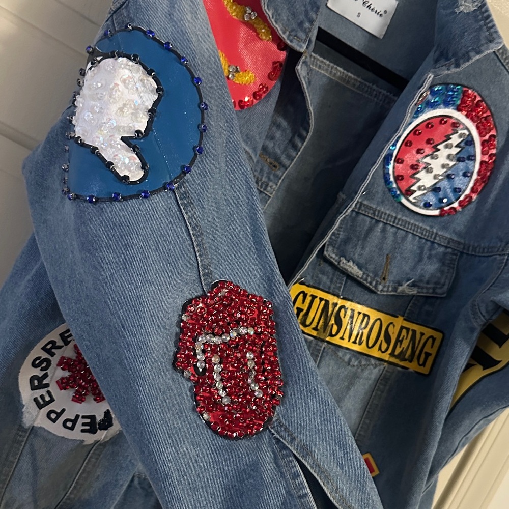 Denim Patchwork Jean Jacket - Blue - image 11